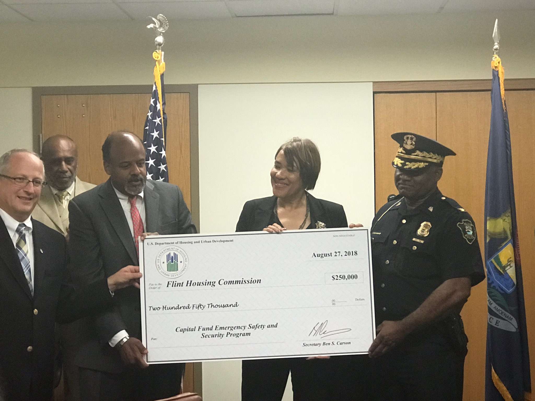 HUD AWARDS 250,000 TO THE FLINT HOUSING COMMISSION FOR EMERGENCY AND