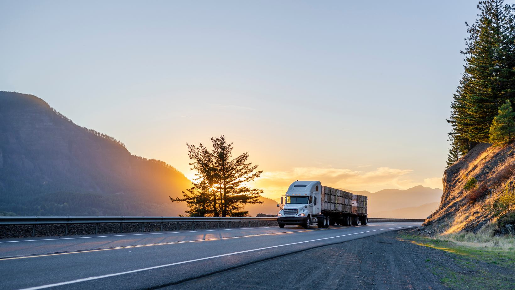 Sunset with Truck on Road