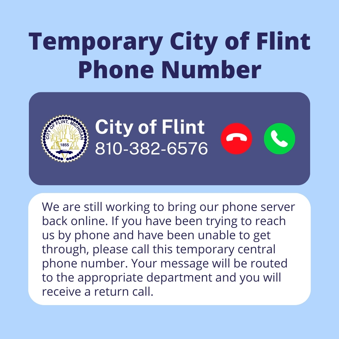 8103826576 Temporary central phone number City of Flint
