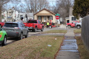 DPW crews respond to a water main break at the corner of Atherton and Tuxedo.