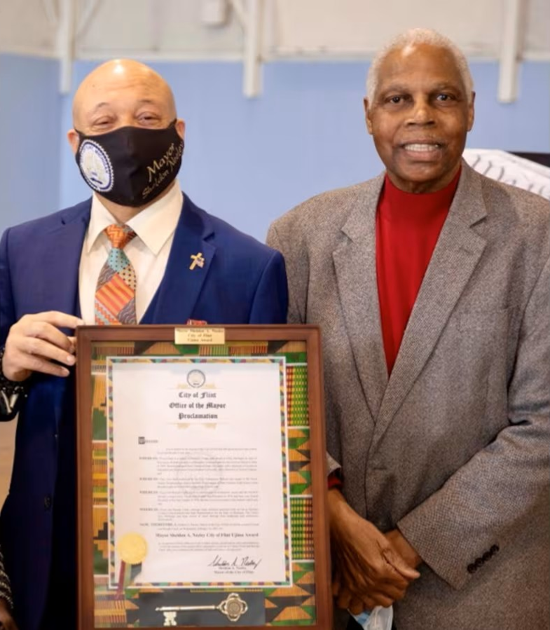 Floyd Clack and Mayor Sheldon Neeley