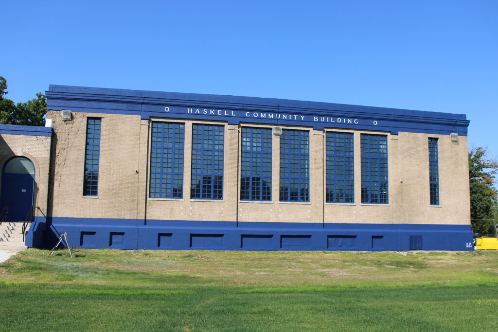 exterior photo of Haskell Center with fresh paint