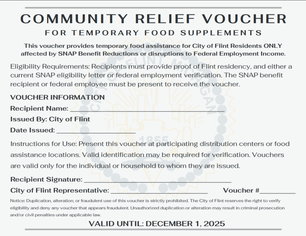 Despite SNAP Benefits Being Restored, City of Flint Will Still Honor All Issued Food Vouchers