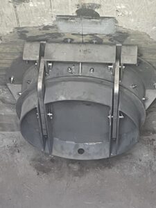 A close up view of one of the new shutoff valves at the Cedar Street pump station. 