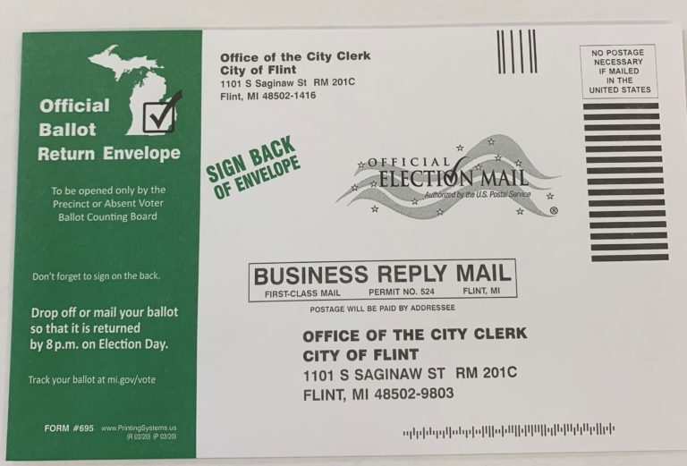 Envelopes for Receiving and Mailing Absentee Ballots are Pictured Below