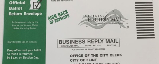 Envelopes for Receiving and Mailing Absentee Ballots are Pictured Below