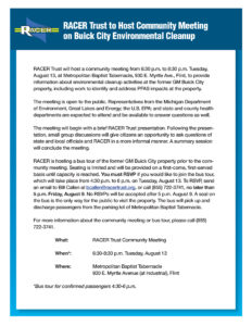 RACER TRUST To Host a Community Meeting